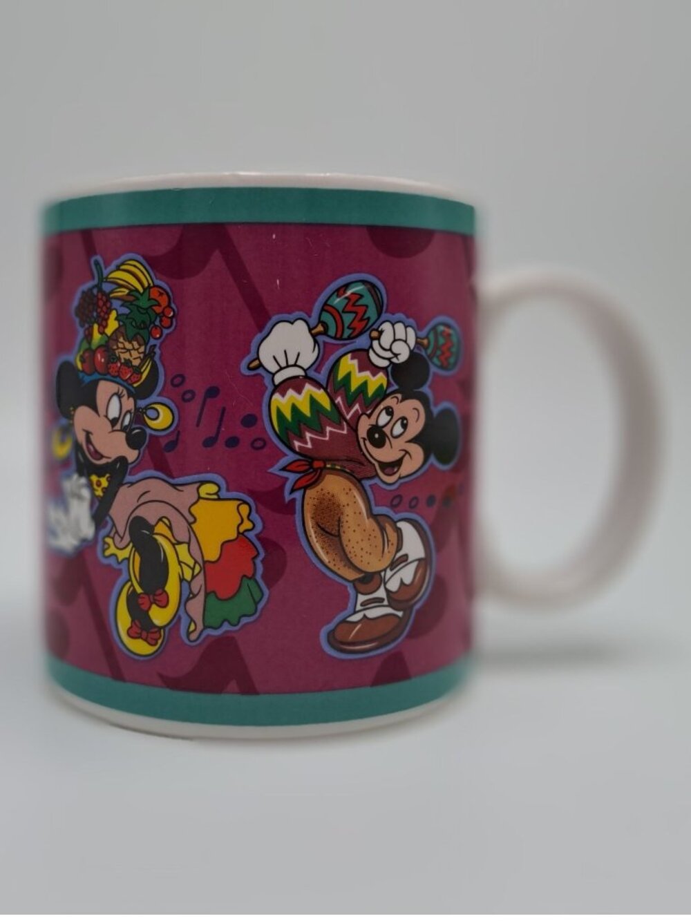 Disney Applause Mickey Minnie Musical Notes Ceramic Mug Vintage